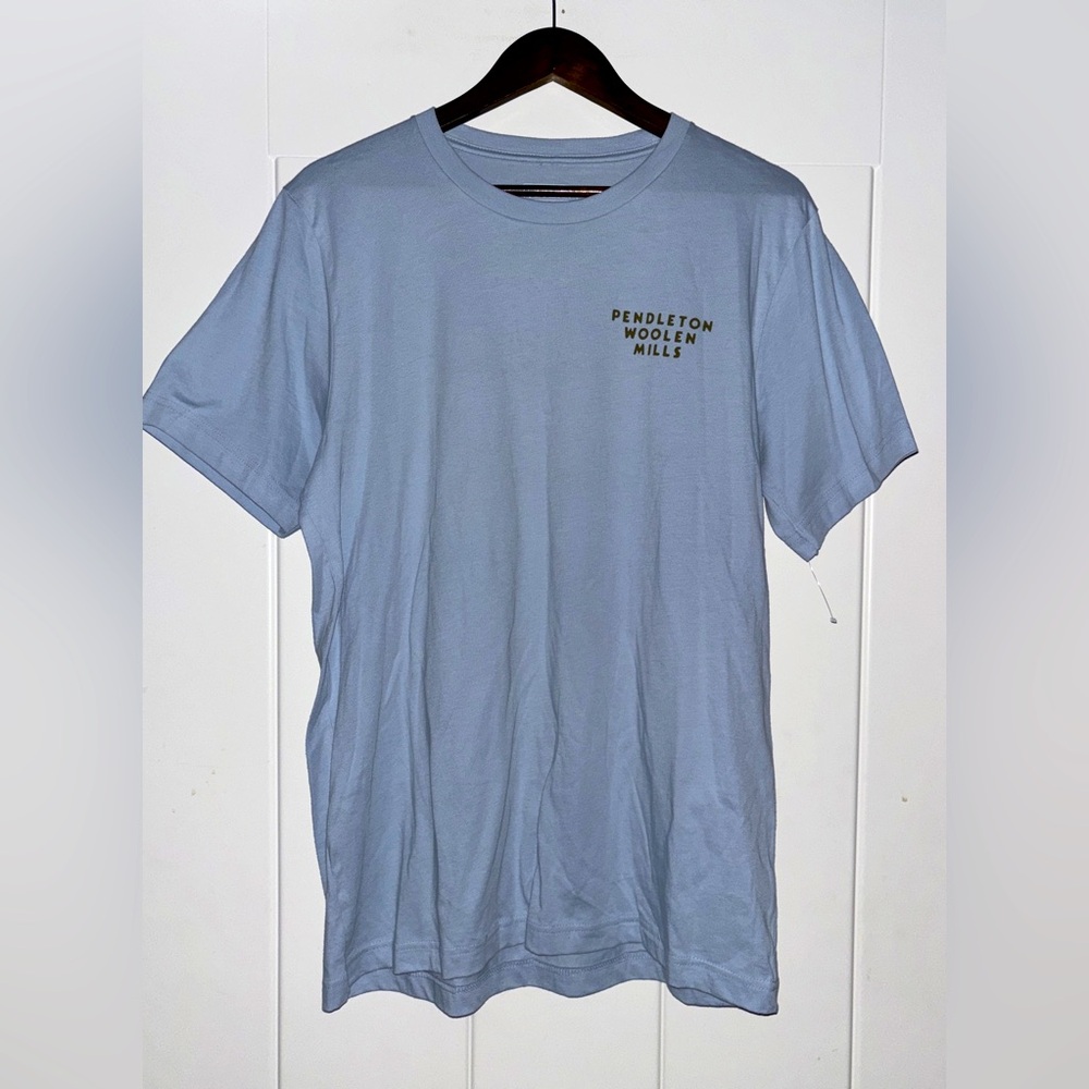 Pendleton Woolen Men Short Sleeve Wyeth Trail Graphic Blue Tee Shirt Size L